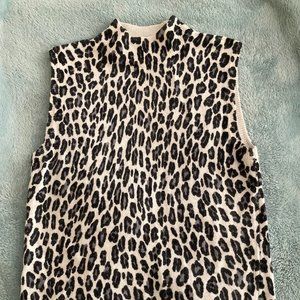 Vintage Sleeveless Leopard top, Lambswool and Rabbit fur, small